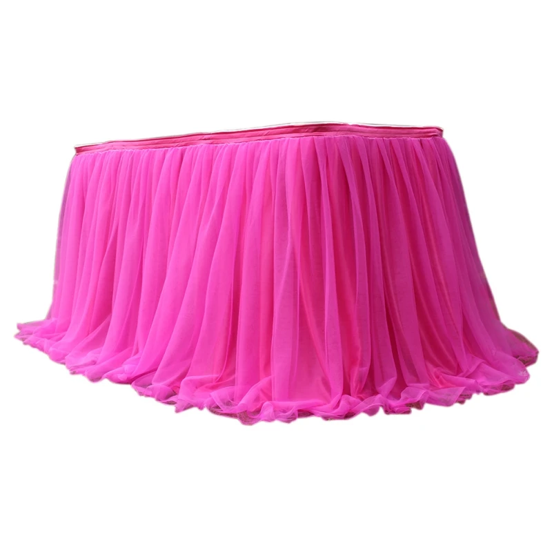 Tulle Table Skirt Solid Color Table Cloth Gauze Table Cover Wedding Birthday Party Table Decoration Snow Gauze Tablecloths