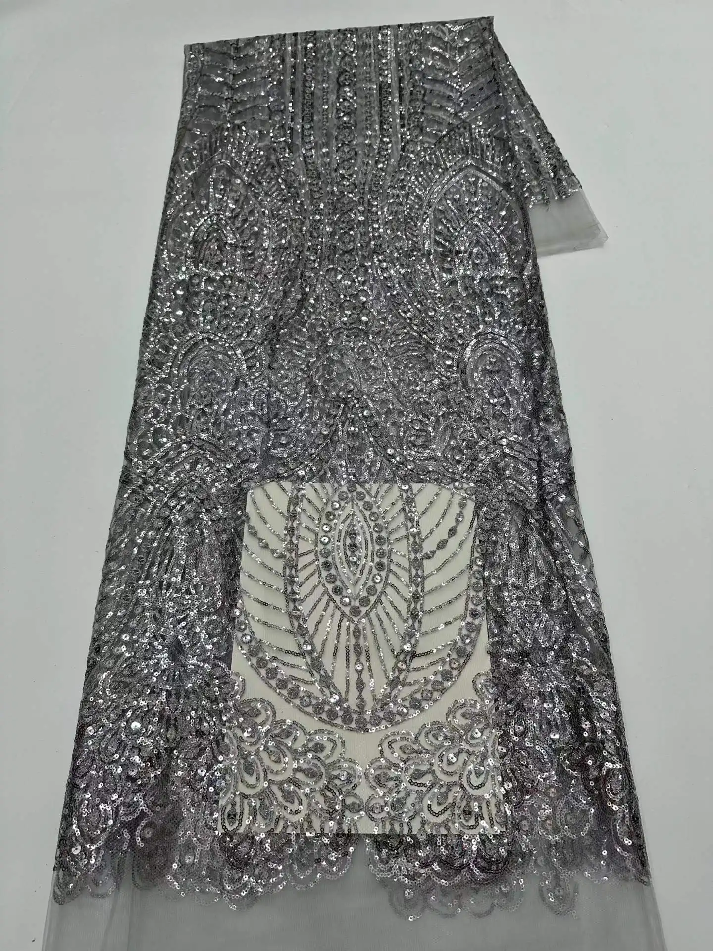 

Elegant Sequins Net Lace Fabric With Three Dimensional Embroidery 2026 For Lady Dresses Skirts And Home Decor Sewing Projects