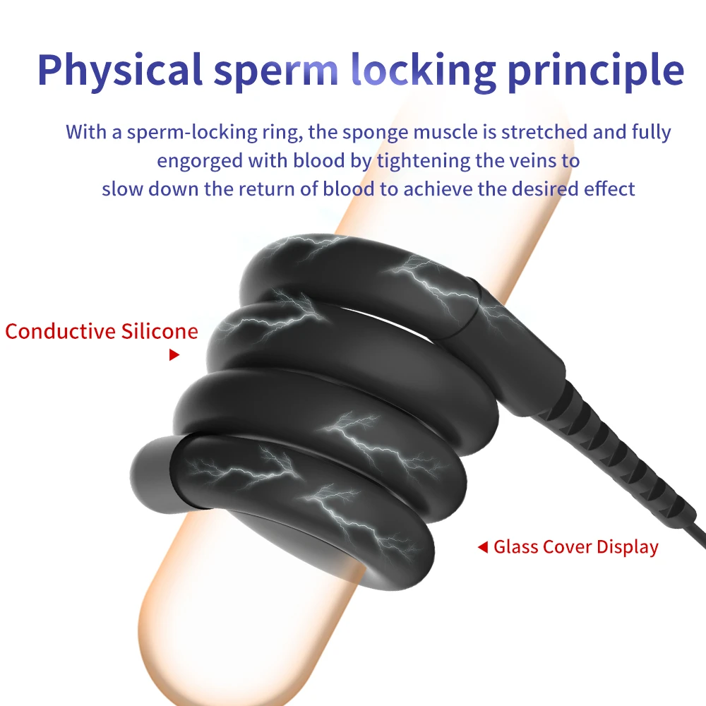 Electric Shock Penis Ring Cock Ring Delay Ejaculation Pulse Body Massager Delayed Ejaculation Prostatic Massage Sex Toys for Men