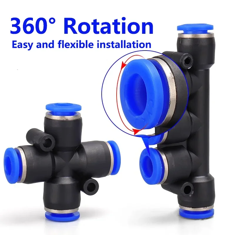 50PCS PK PZA 4 Way 5 Way Pneumatic Plastic Fitting Fittings Quick Connectors Water Hose Connector Air Push Fast 4mm 6mm 8mm 10mm