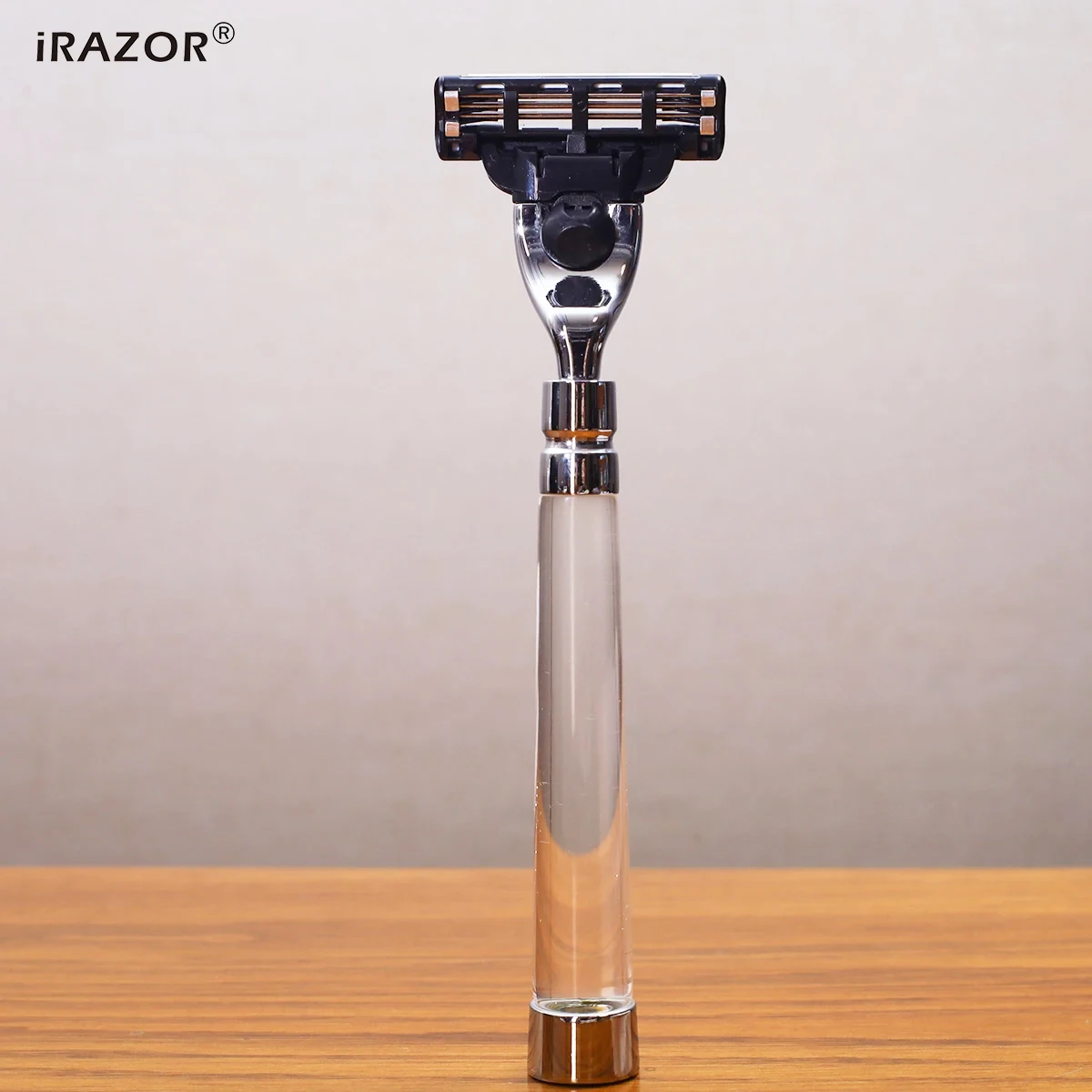 

IRAZOR Safety Razor for Men, Manual Cartridge Grooming Shaver, Clear Premium Acrylic Handle, Mach 3 Blade Refill