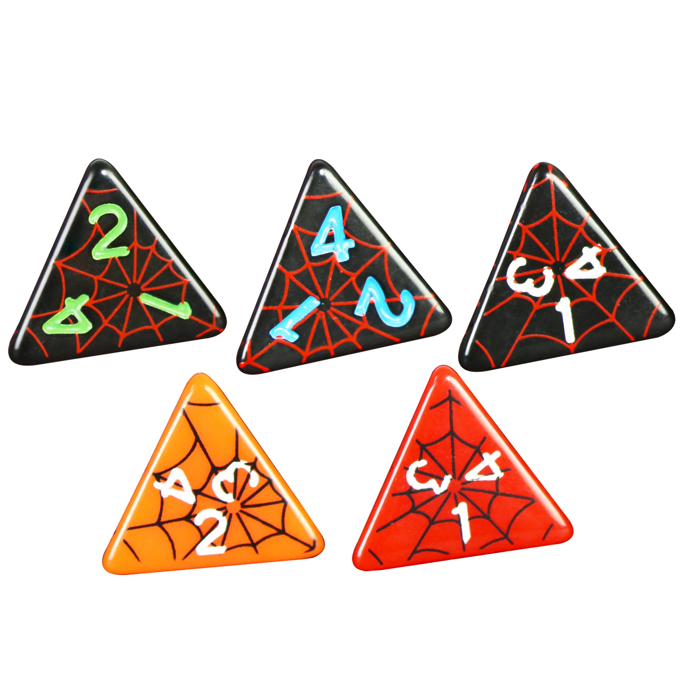 

5pcs D4 Dice Set Multi-sided Dice with Spider Web Pattern for Entertainment Board Game DND RPG