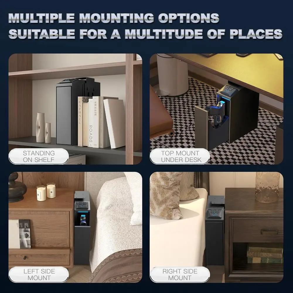 Fingerprint Access Biometric Pistol Safe for Quick Access in Nightstands, Desks, Bedside, and Vehicles