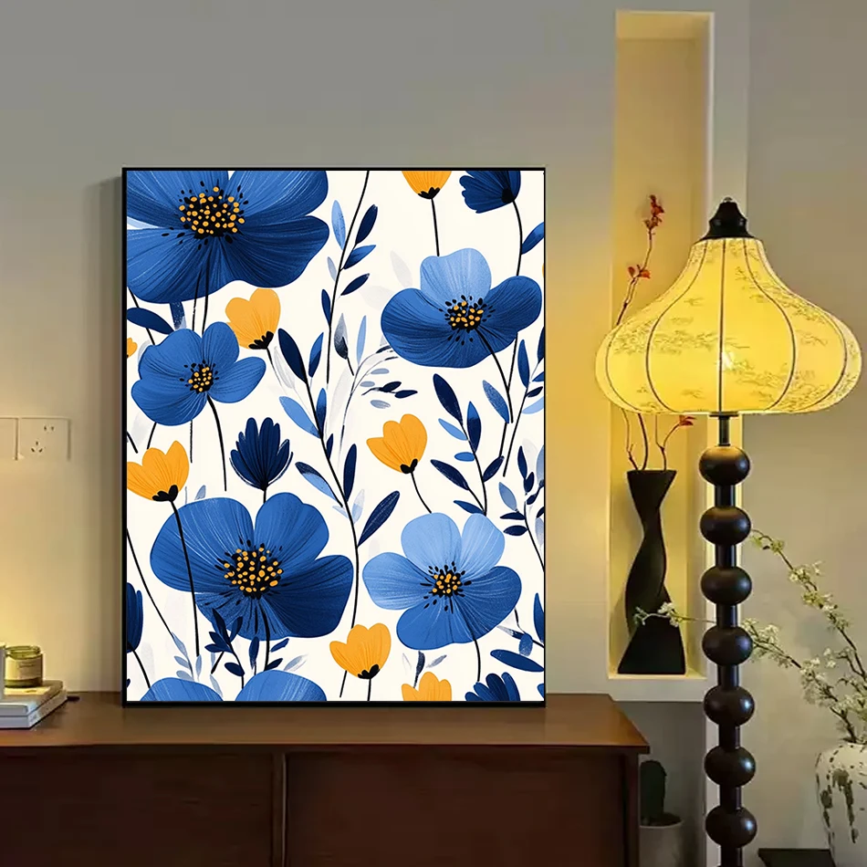

SDOYUNO Painting By Number Adults New Blue flowers Handpainted Oil Painting On Canvas Drawing By Numbers Gifts Home Decoration