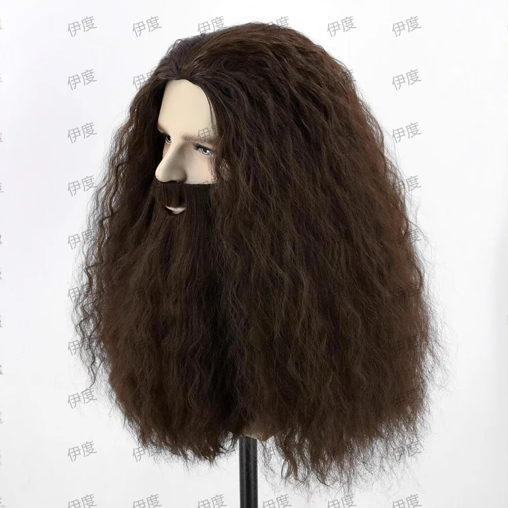Synthetic Santa Claus Wig and Beard Set Gray White Brown Christmas Costume Cosplay Party Decor Men's Fiber Hair