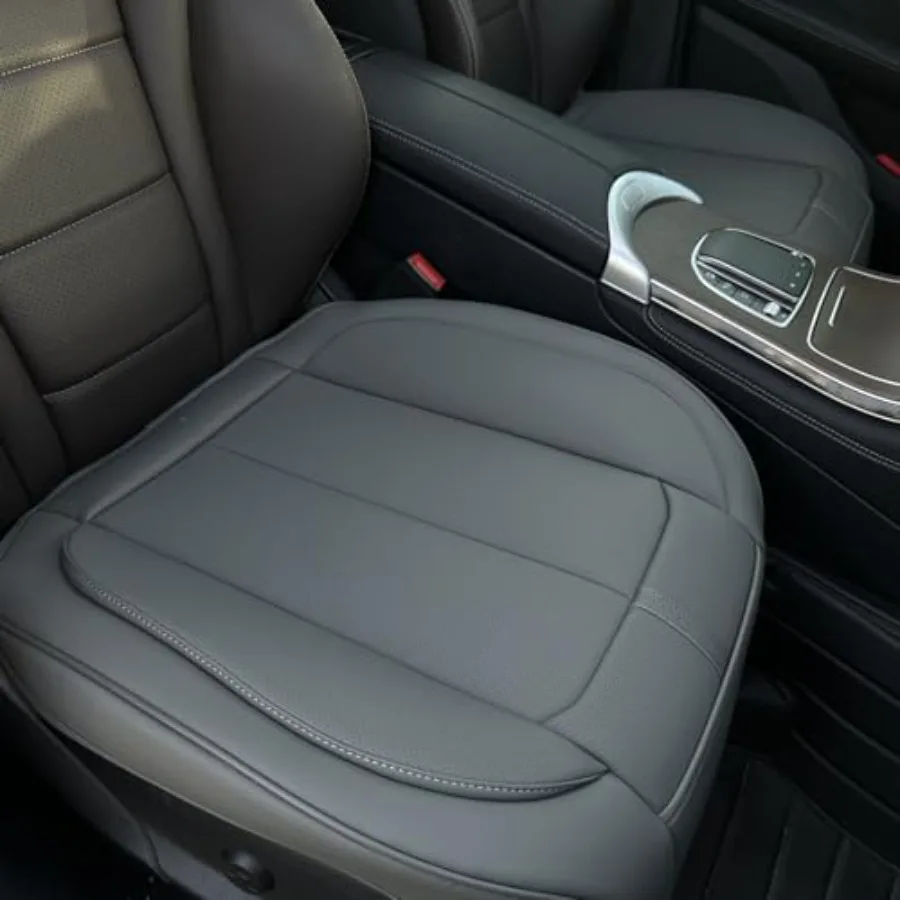 2 Pack Leather Front Car Seat Cover Bottom Only Anti-Slip Padded Seat Cushion Full Wrap Seat Protector with Storage Function Un