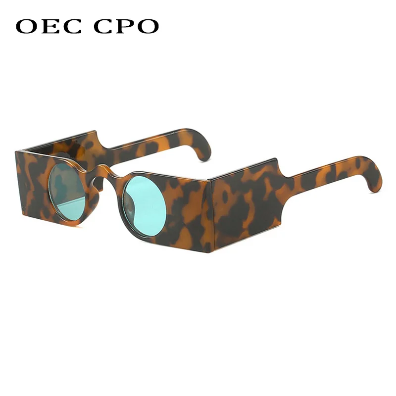 Vintage Punk okrągłe okulary damskie Retro unikatowe kwadratowa ramka moda z szerokimi nogawkami Leopard okulary damskie UV400 okulary męskie — zdjęcie 5