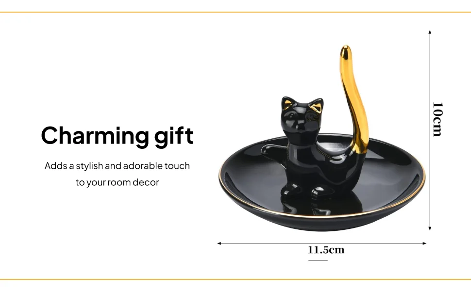 Cat Ring Holder, Ring Dish Cute, Decorative Animals Jewelry Storage Tray, Trinket Tray for Earrings Bracelets Birthday