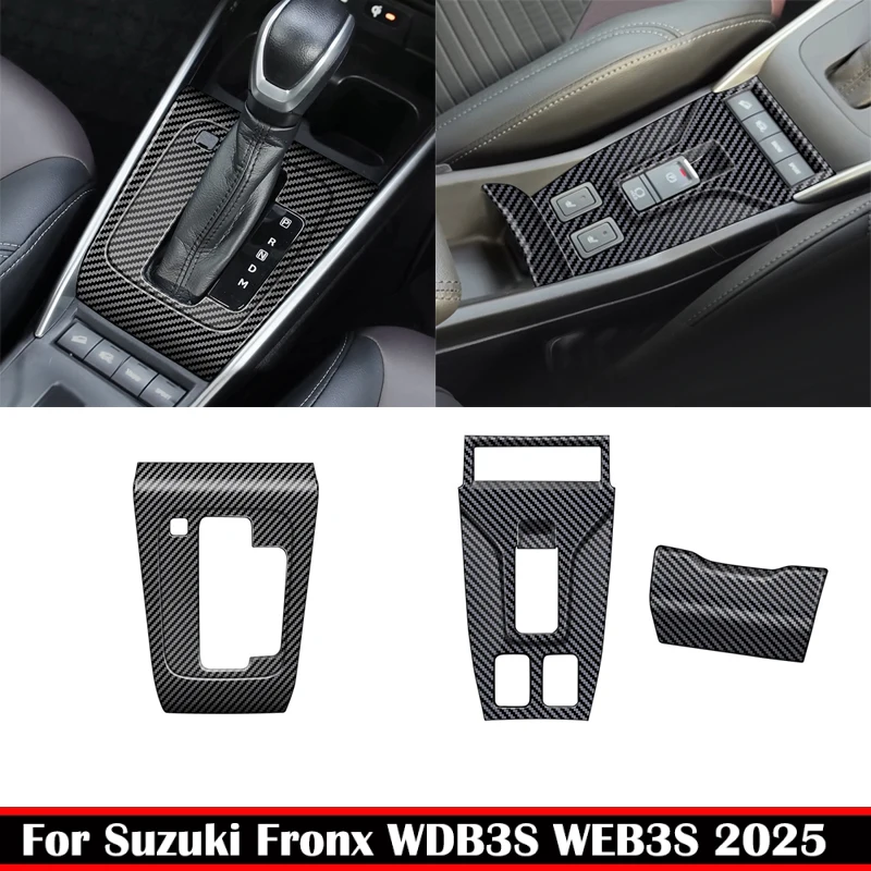 

For Suzuki Fronx WDB3S WEB3S 2025 2026 ABS carbonfiber black Central control AT gear shift handbrake panel Interior Accessories