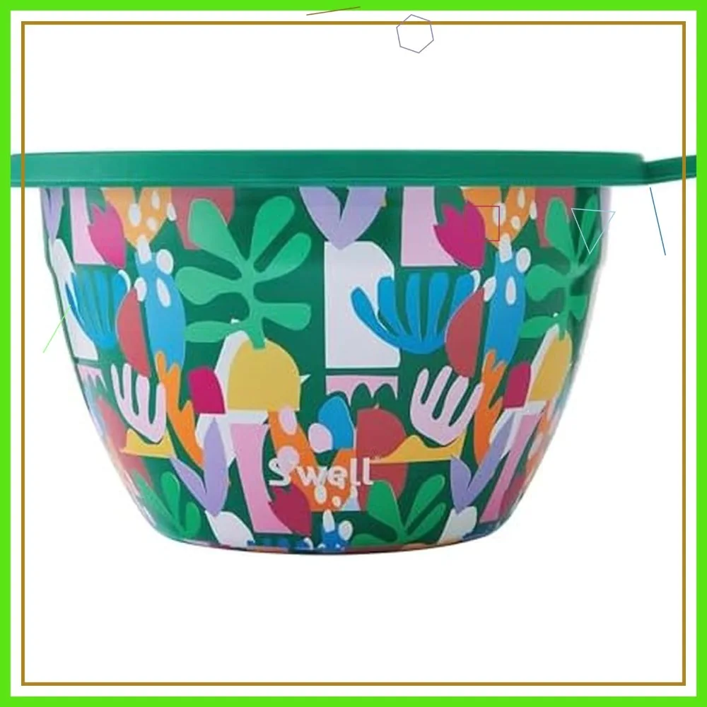 

Набор салатников из нержавеющей стали на 64 унции с дизайном в виде вырезанных бумажных узоров, включает мини-контейнер и поднос, герметичные и пригодные для мытья в посудомоечной машине