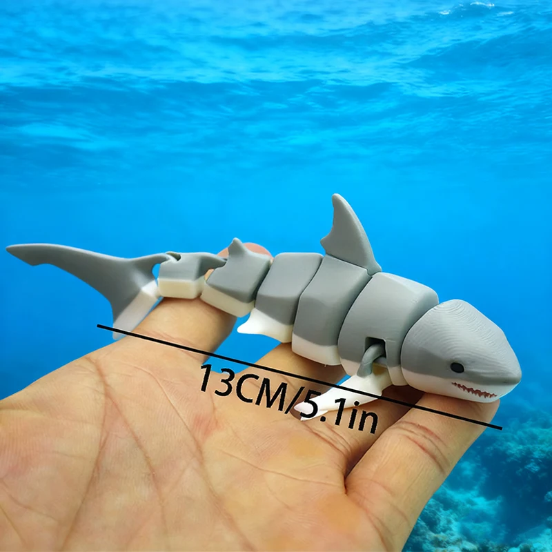 3D Printed Small Animal Joint Flexible Simulation Shark, Killer Whale Ornament Home Decoration Perfect Gift for Friends Family view 4