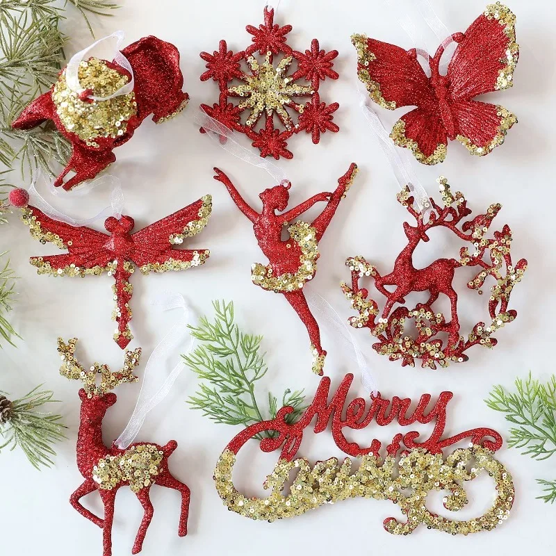 

2 шт., подвесные украшения с оленями для рождественской елки, блестящий пластиковый декор в виде лося для праздничной вечеринки, рождественский подарок, аксессуары для домашнего декора