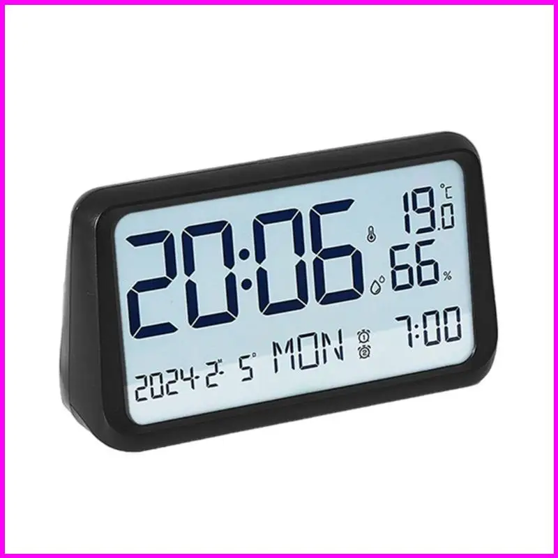 

Large LCD Digital Alarm Clock with Calendar Temperature And Humidity Display