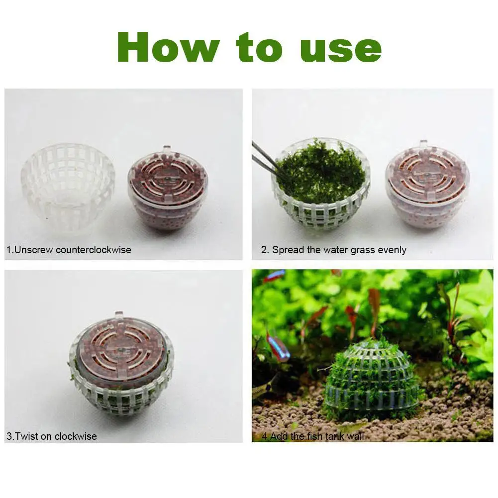 Aquarium Dekoration Pflanzen Bio Moos Ball Halter für Aquarium Kristall Rot Garnelen Haus Aquarium Dekor Filter Zubehör – Detail 13