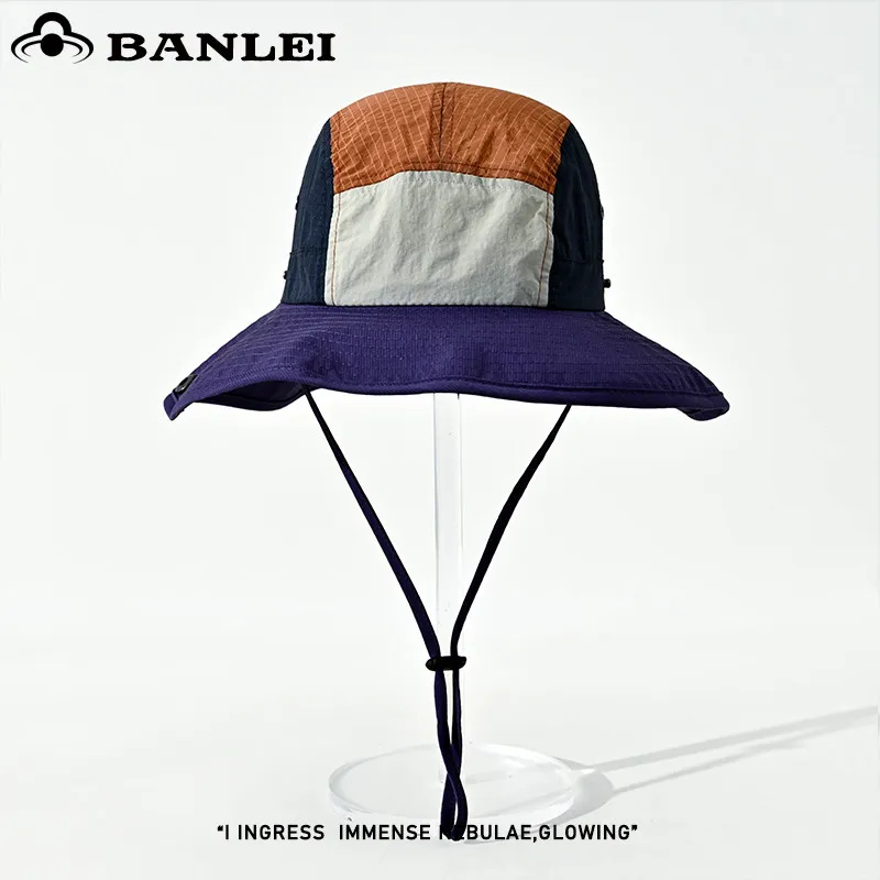 Custom Printed Logo Color Blocking Five Panel Bucket Hat for Men and Women Summer Outdoor Sunshade Lightweight Fishing Caps