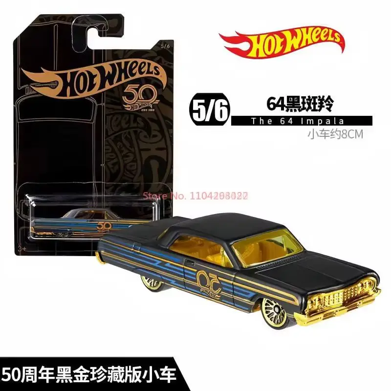 ของแท้ล้อร้อน 50Th ANNIVERSARY Black & Gold ชุด 6 รถ Die-Cast Rodger Dodger 68 Dodge Dart 1/64 รถยนต์รุ่น Diecast ของเล่น