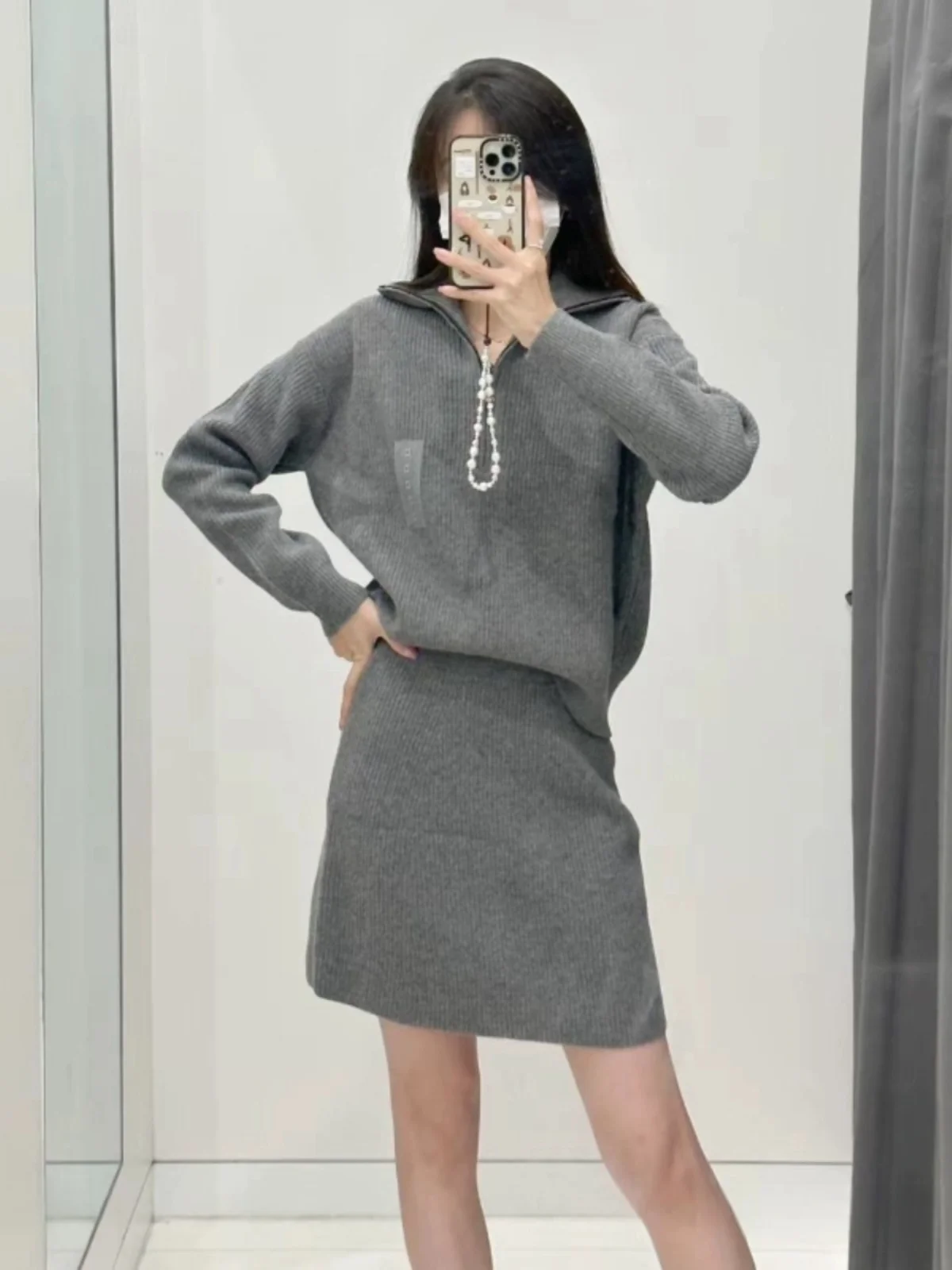 

Юбка-трапеция с высокой талией, вязаная, эластичная, укороченная, для примерочной, повседневная, из полиэстера