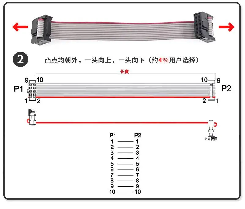 1 Stück FC Graues Flachbandkabel 2,0 mm Rastermaß 6/8/10/12/14/16/20/24/26/30/34/40/50P Crimp-Header JTAG LED-Werbedisplay – Detail 2