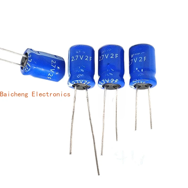 10PCS Brand new 2.7V2.0F R-type 8 * 12MM 3.5MM pin distance DIY electronic capacitor 2F