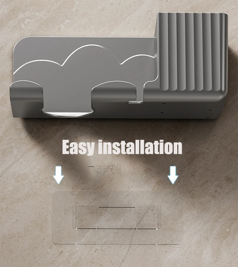 1pc Hair Dryer Storage Rack Non Punching Bathroom Wall Mounted