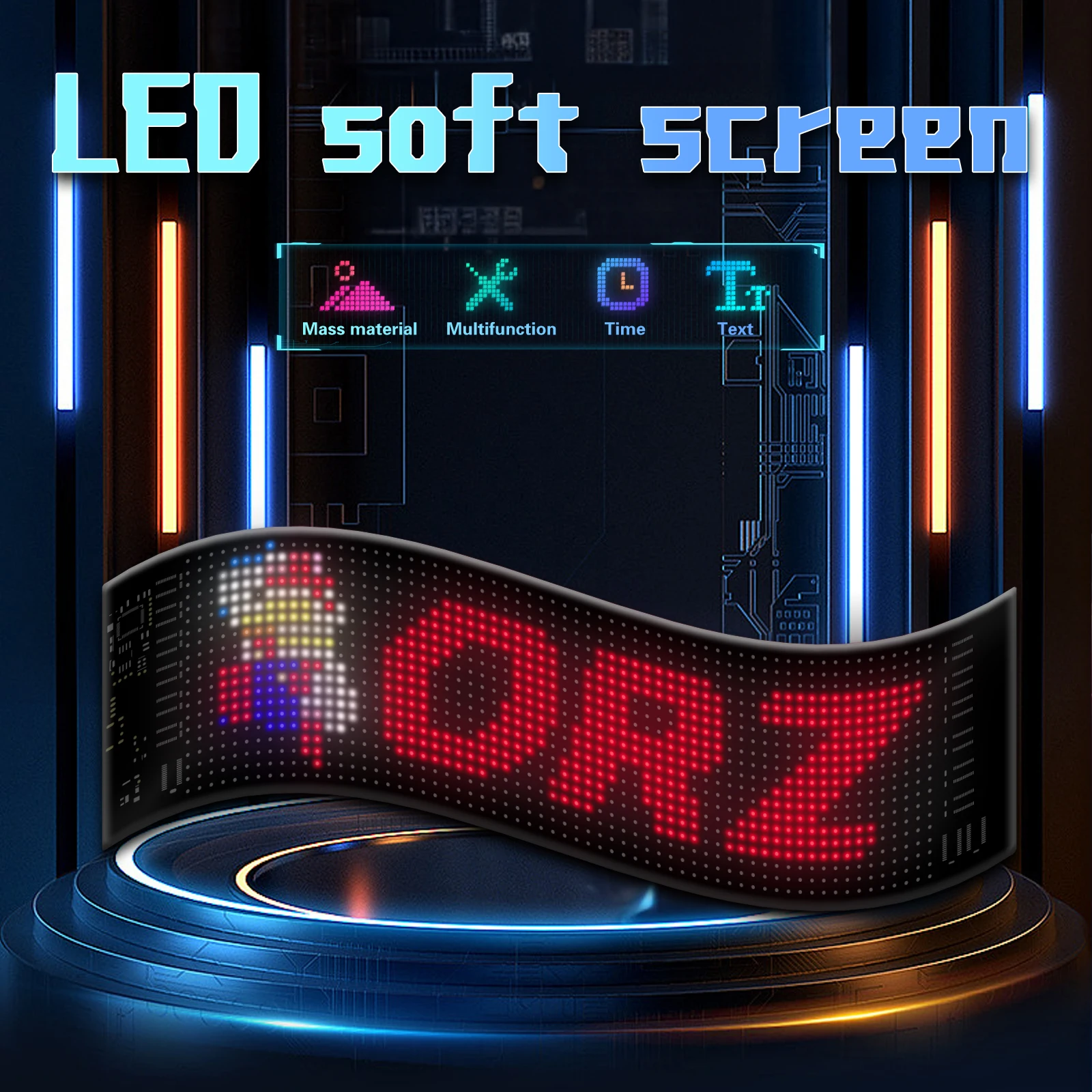 120*595mm 16*96 LED Flexible Car Rear Window Display Scrolling Bluetooth APP Control Waterproof Advertising Led Eyes Truck