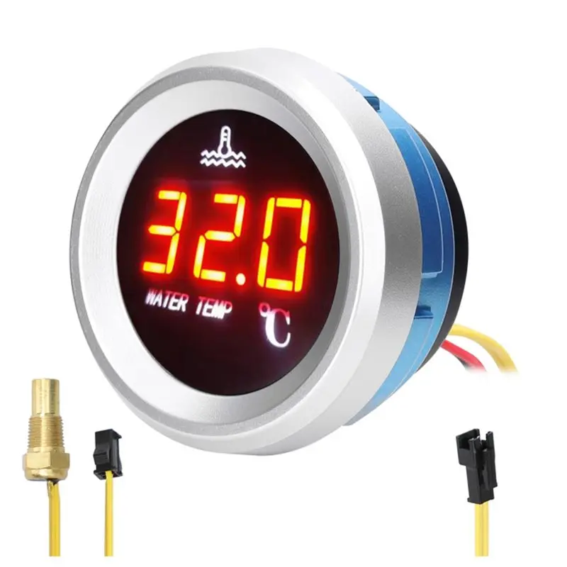 

Digital Water Temperature Gauge 52Mm For Cars With LED Display 9-36V Sensor And Alarming Functionality