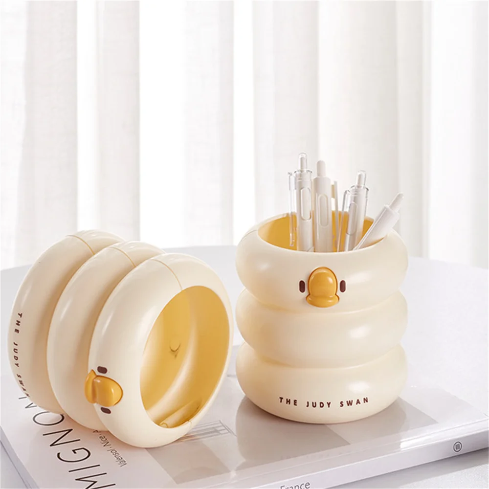 Cute Cartoon Duck Round Pencil Holder Office Desk Pen Pot Cup Case Container Organiser  Pencil Case Dropship