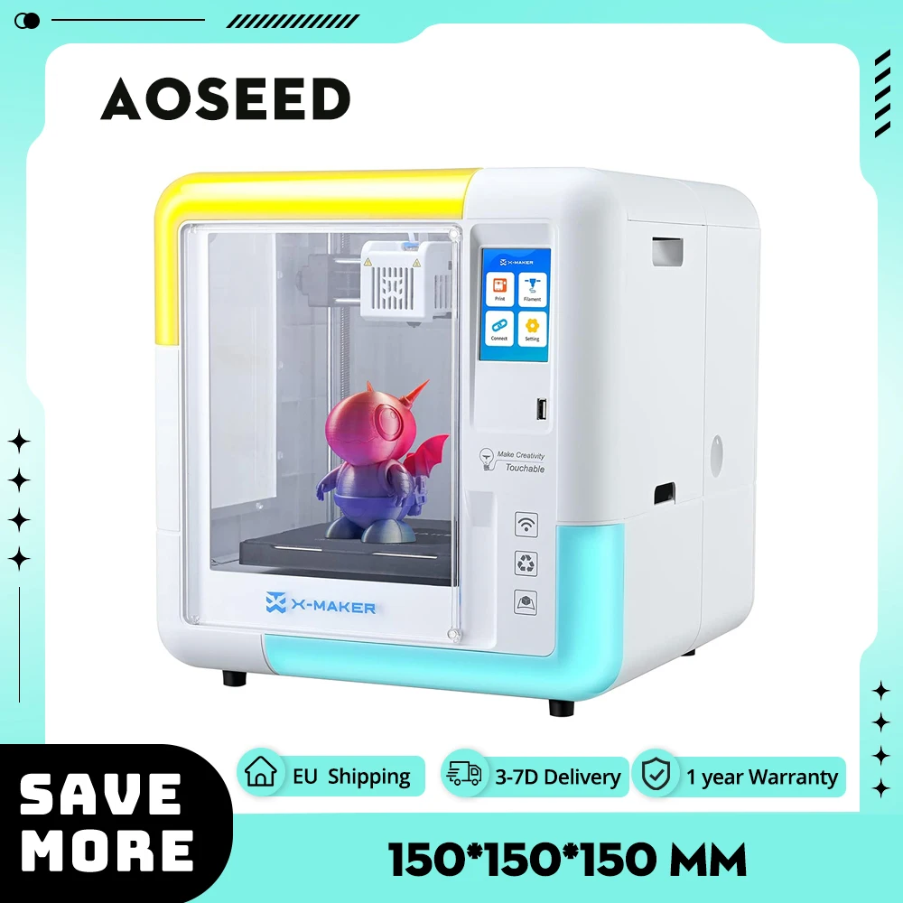 طابعة ثلاثية الأبعاد AOSEED-X-Master ، سرير خالي من التسوية ، طباعة واي فاي ، صامت للغاية ، تحكم في التطبيق ، PLA ، خيوط ABS مدعومة ، 150x150x150mm #1