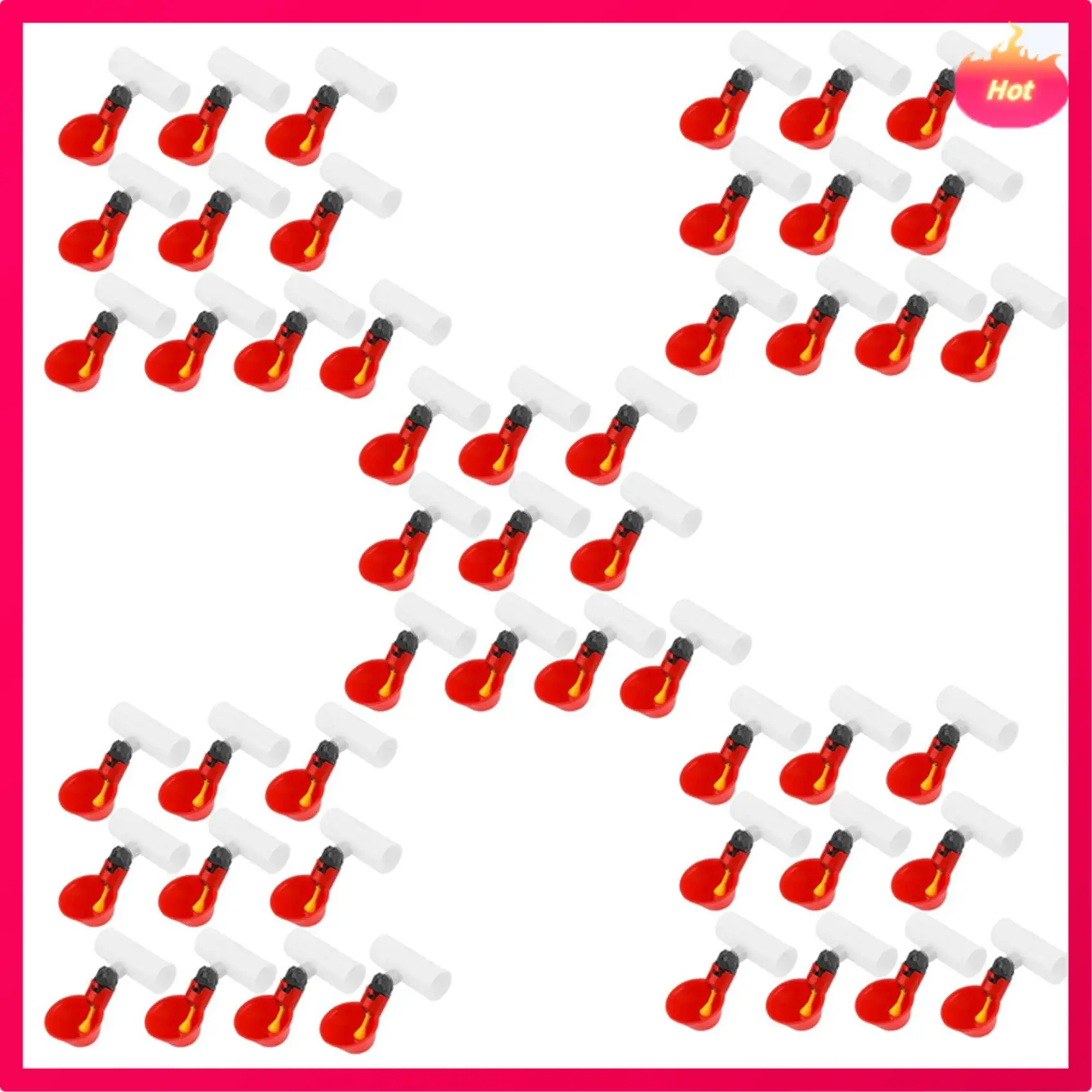 

Chicken Drinking Cup 50 Pieces Automatic Drinker Drinker Red Plastic Duck Bird Quail Pigeon Hen Drinker Bowl