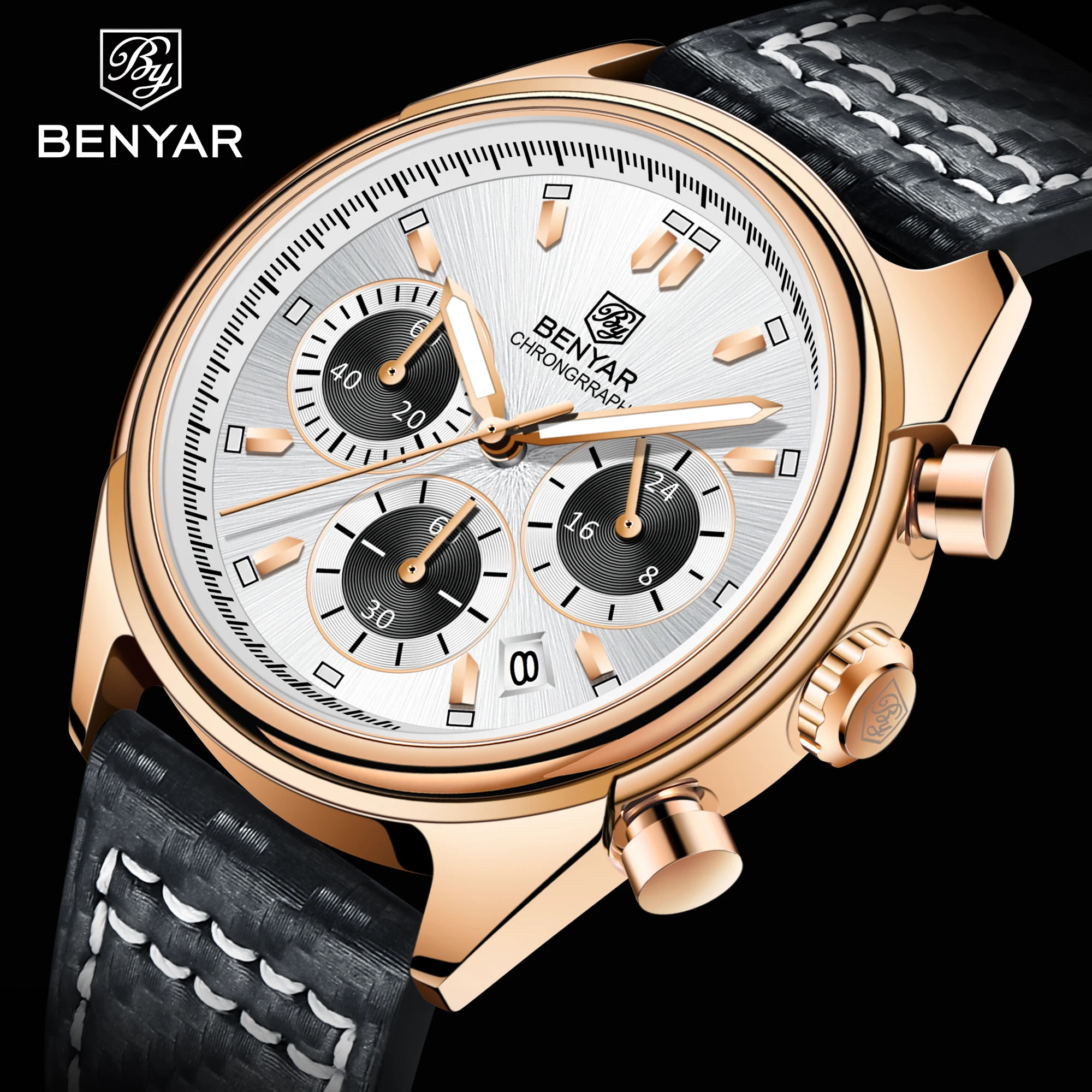 

2022 BENYAR New Top Men's Watch Luxury Sports Timing Quartz Watch Gold Fashion Automatic Date Watch Relegio Mangio Mais Vendidos