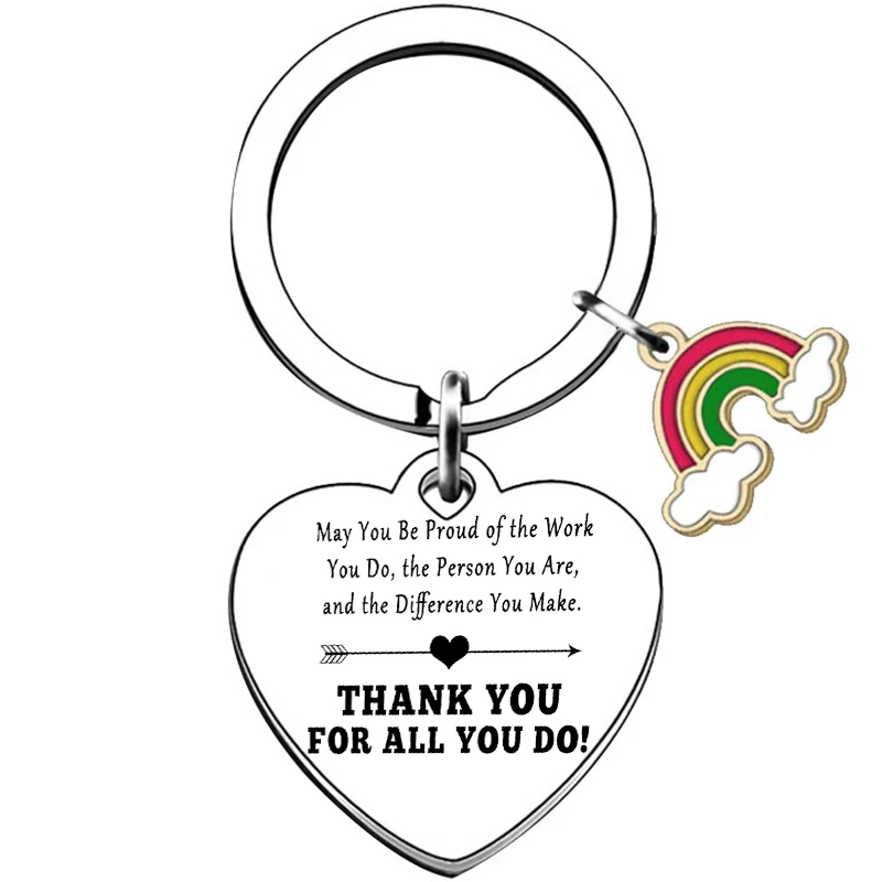 Heart Inspirational Gift keychain for Employee Colleague Team Coworker Leaving Gifts Thank You Social Worker Nurse