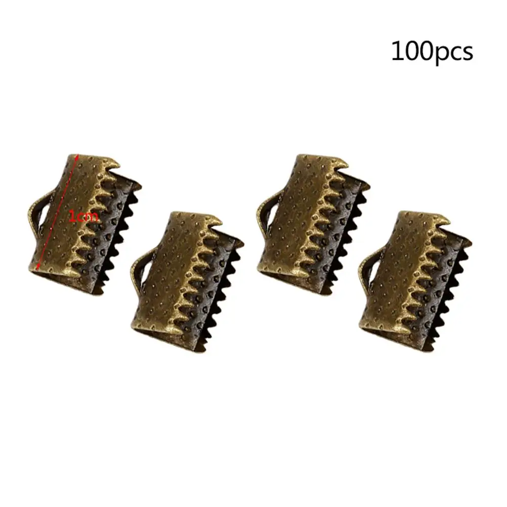 

100 PCS Bracelet End Clamps Horse Clasp Jewelry Zipper Clips Plated Ribbon Ends