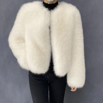 Image Street Fashion Luxury Faux Fur Coat Women Winter 2023 Hot Cool Girls Fluffy Short Fur Fox Jacket