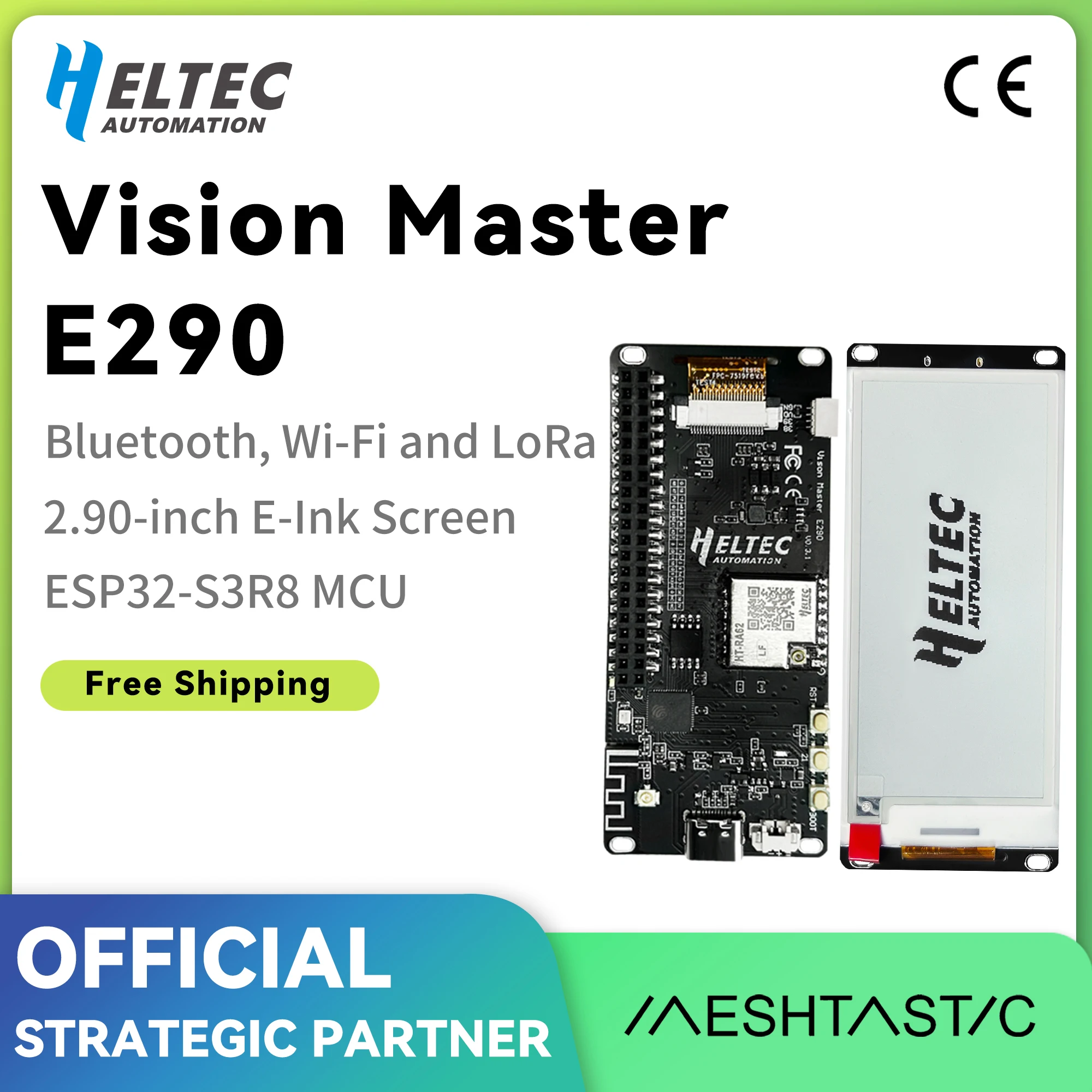 Heltec Meshtastic ESP32 Vision Master E290 E-ink Display LoRa with Arduino Smart Price Tag E-Paper Monitor Devboard BLE WiFi