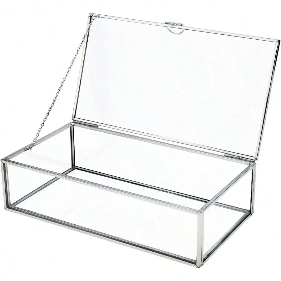 

Vintage Glass Box With Lid - Clear Jewelry Glass Display Box Keepsake Box - Home Decor Decorative Box For Trinket Rings