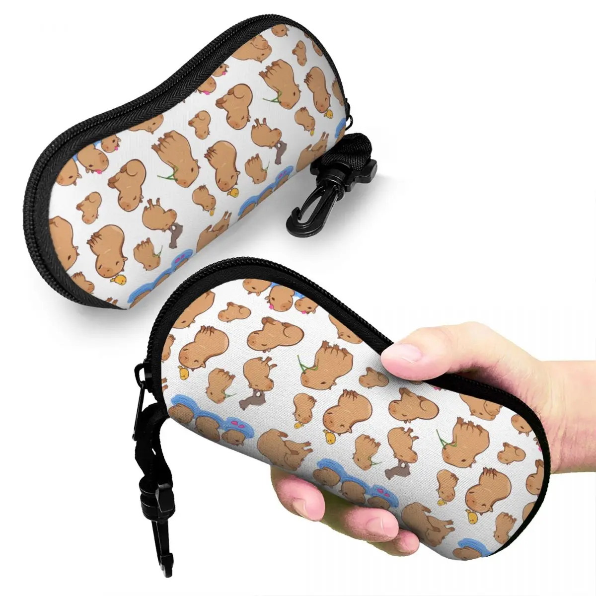 

Capybara Pattern Shell Glasses Case Protector Sunglasses Box Women Men Soft Eyeglasses Bag Pouch