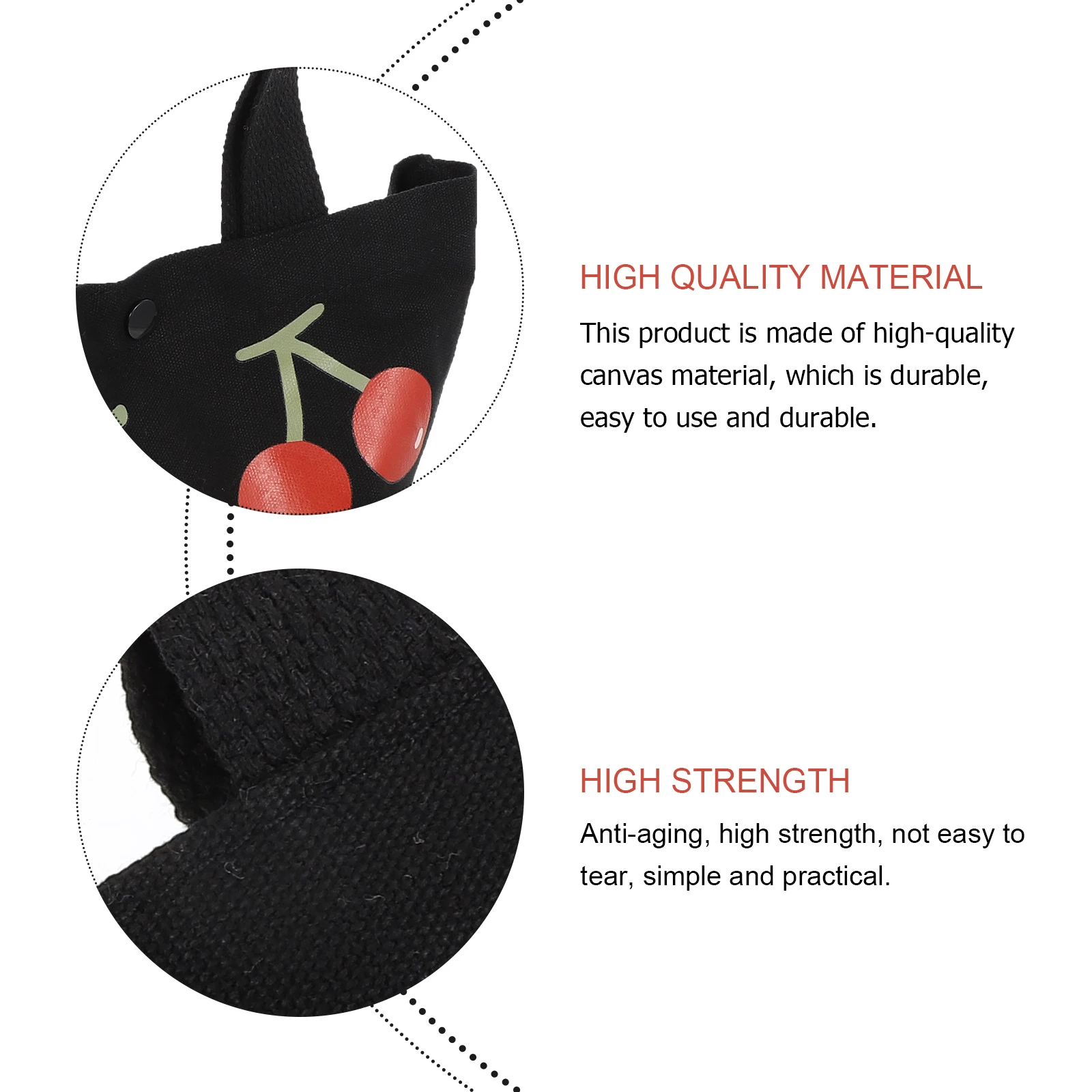 

Cherry Pattern Canvas Lunch Bag Portable Bento Large Capacity Food Storage Container Easy Clean Anti Aging High Strength