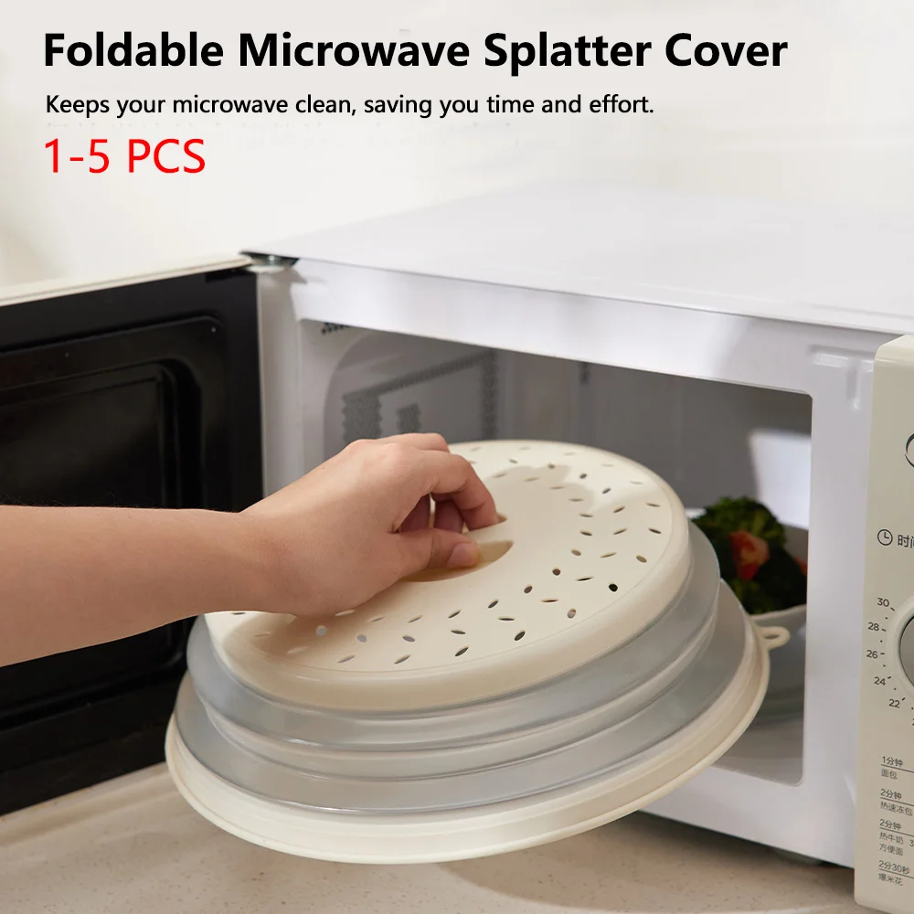 

1-5 PCS Heat-resistant Microwave Splatter Cover, Collapsible Oil Proof Splash Guard Lid for Cooking & Food Storage