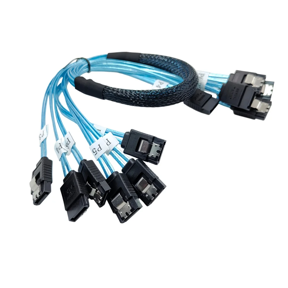 Câble SATA vers SATA 4/6/8 ports/ensemble, câble de données SATA 3.0, câble SAS 7 broches vers 7 broches, câble HDD 12 Gbps pour serveur NAS PC 0,5 m 1 m