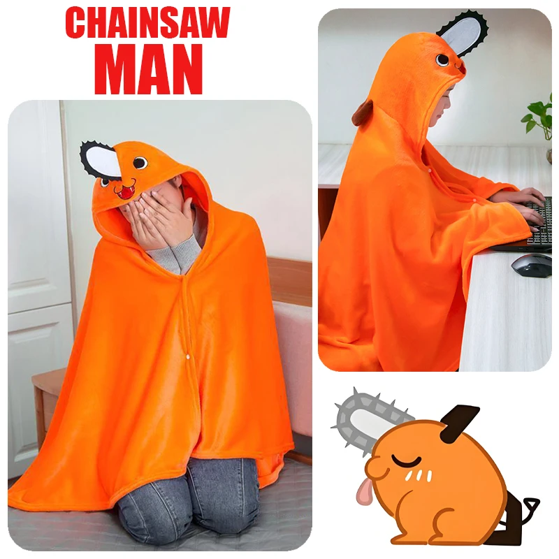 

Chainsaw Man Pochita Blanket Anime Cosplay Costumes Shawl Cape Clothes Casual Home Office Nap Blanket Winter Coral Velvet Warm