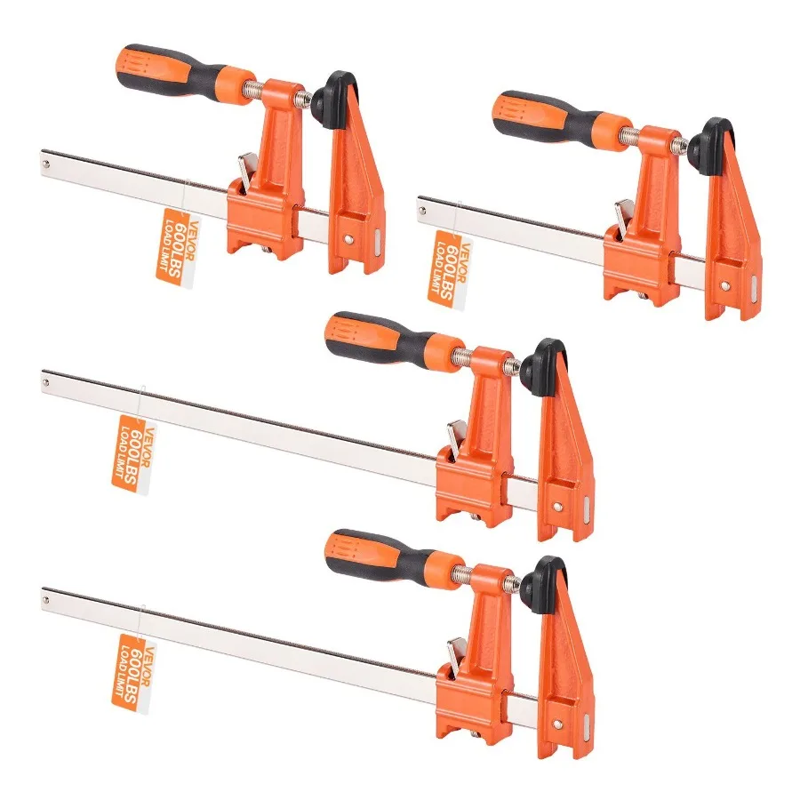 Braçadeiras de barra para carpintaria 2 pacotes de 6 polegadas e 2 pacotes de braçadeira F com chave de 12 polegadas