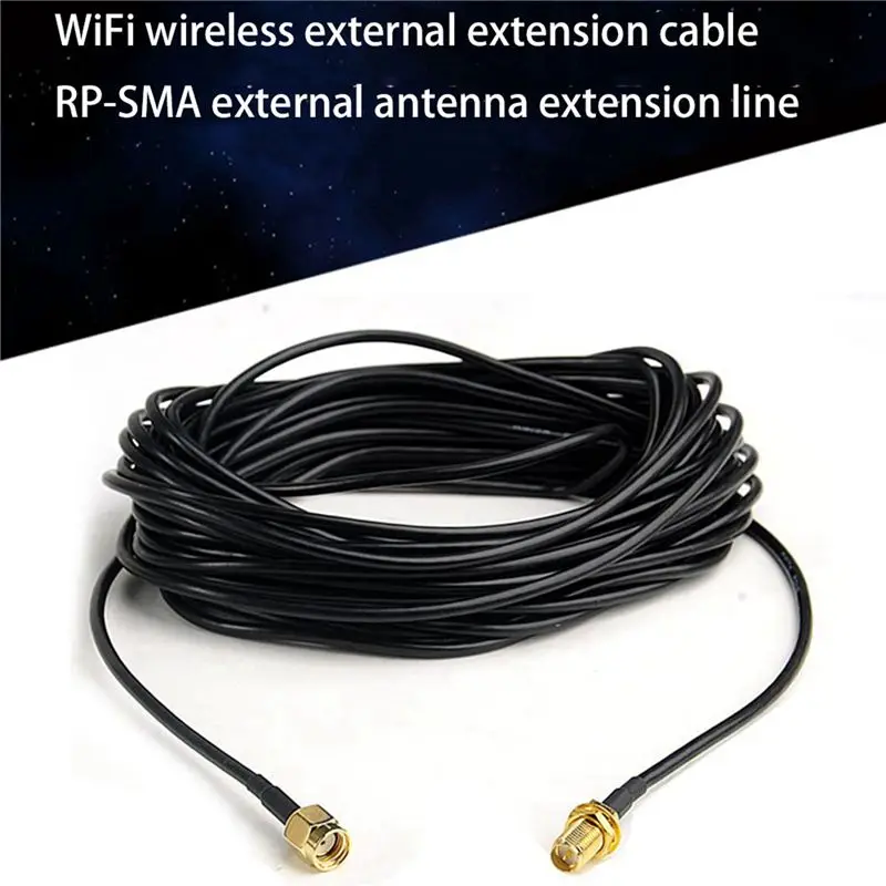 A01F-2Pcs 20M Extension Cables SMA Male To Female Coaxial Extension Cable Wifi Router Antenna Aerial Copper Plated Gold Cable