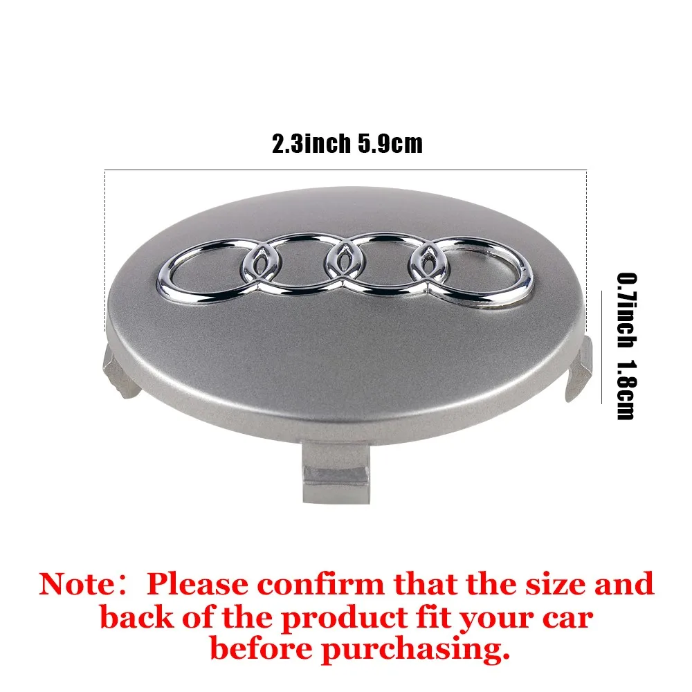 4pcs 59MM Car Black/Gray Wheel Center Hub Cap Badge Emblem For Audi A4 B5 B6 B7 A1 A3 8P 8L A6 C5 C6 A5 A7 A8 Q3 Q5 Q7 TT S3 S6