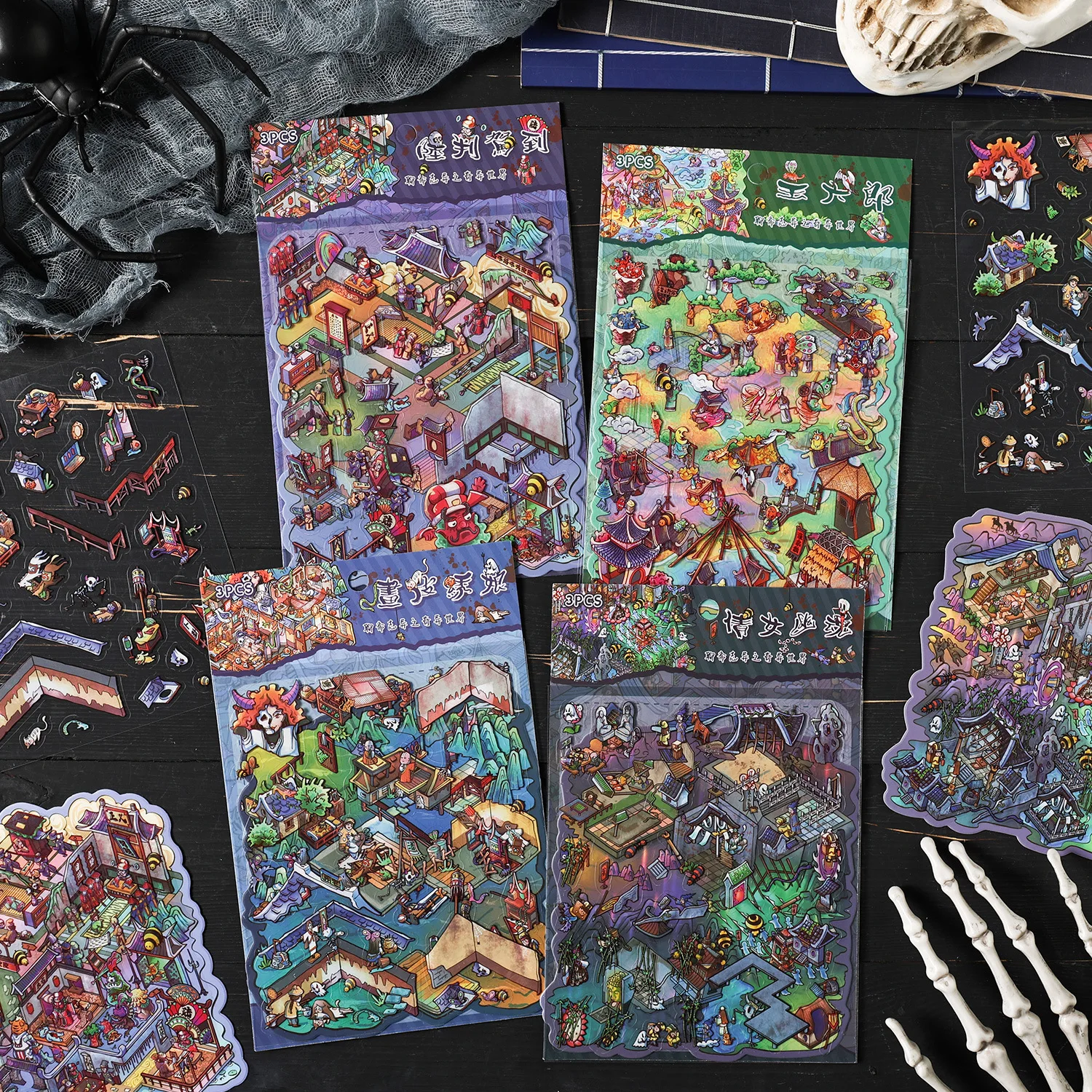 Kawaii Judge Lu has arrived 3DMicro terror Landscape Sticker  DIY Pocket Cabin Scene surprise gift