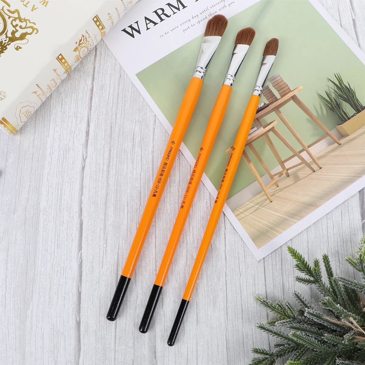 

6 Pcs Painting Set Gouache Brush Drawing Oil Paintbrush Professional Wooden Child