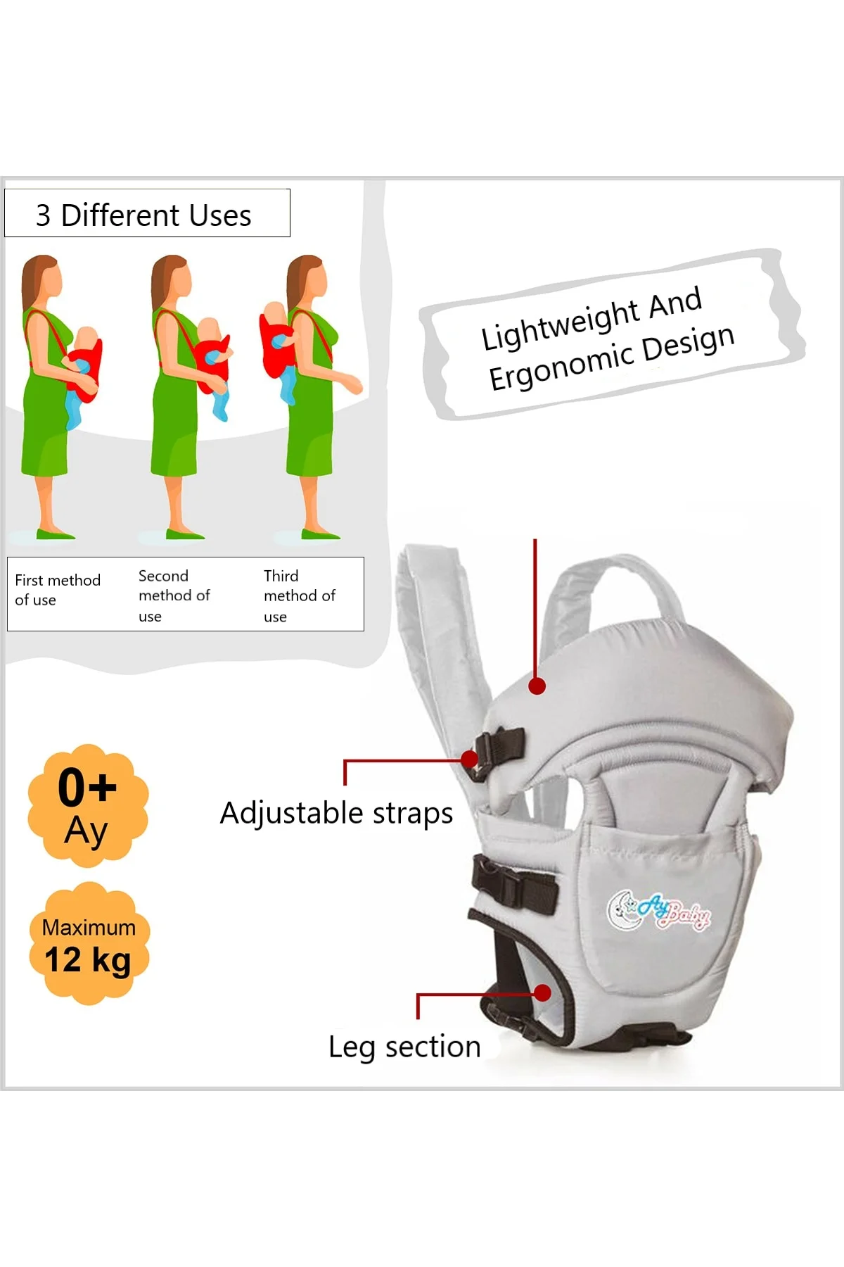 Marsupio ergonomico marsupio marsupio marsupio anteriore e posteriore marsupio da viaggio per 0-12 mesi