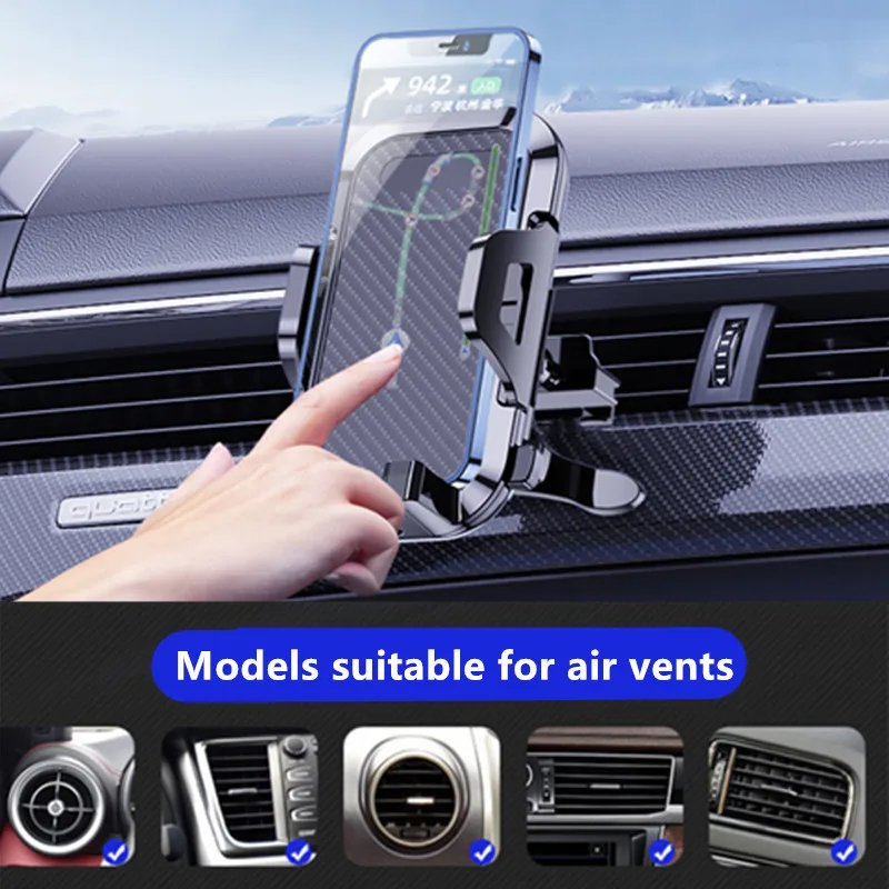 Car Phone Holder Air Vent, Car Phone Holder Mount 360° Rotation, Adjustable Clip Compatibility Fit for All 4