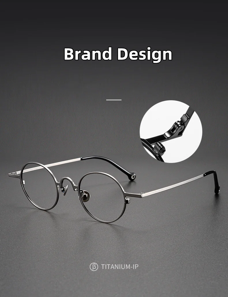 2022 Ultraleicht Retro Kleine Runde Rahmen Reinem Titan Gläser Marke Design Photochrome Anti-Blau Licht Lesebrille Für Männer – Detail 5