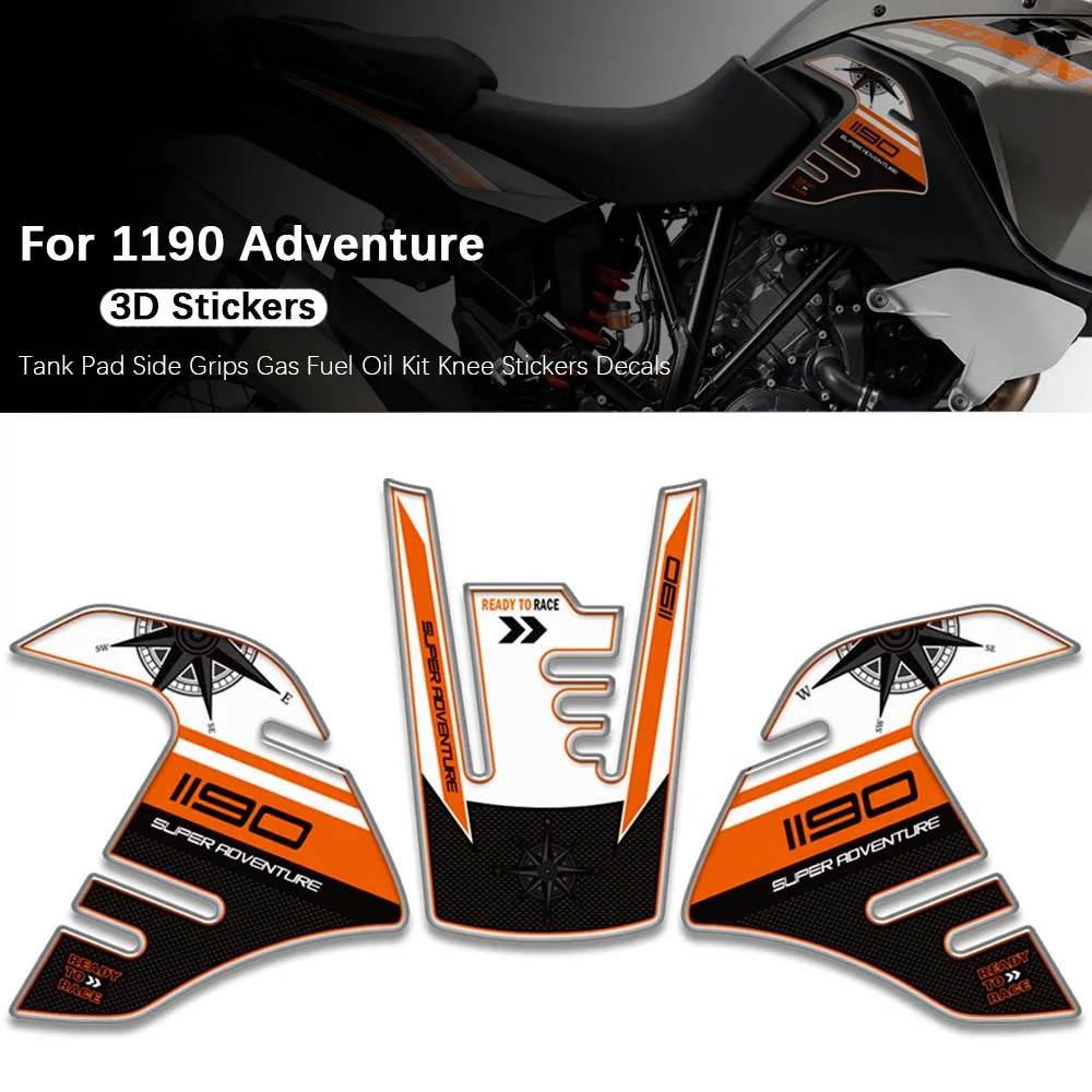 

For 1190 Adventure Motorcycle Fairing Fender Protector Tank Pad Side Grips Gas Fuel Oil Kit Knee TankPad 3D Stickers Decals
