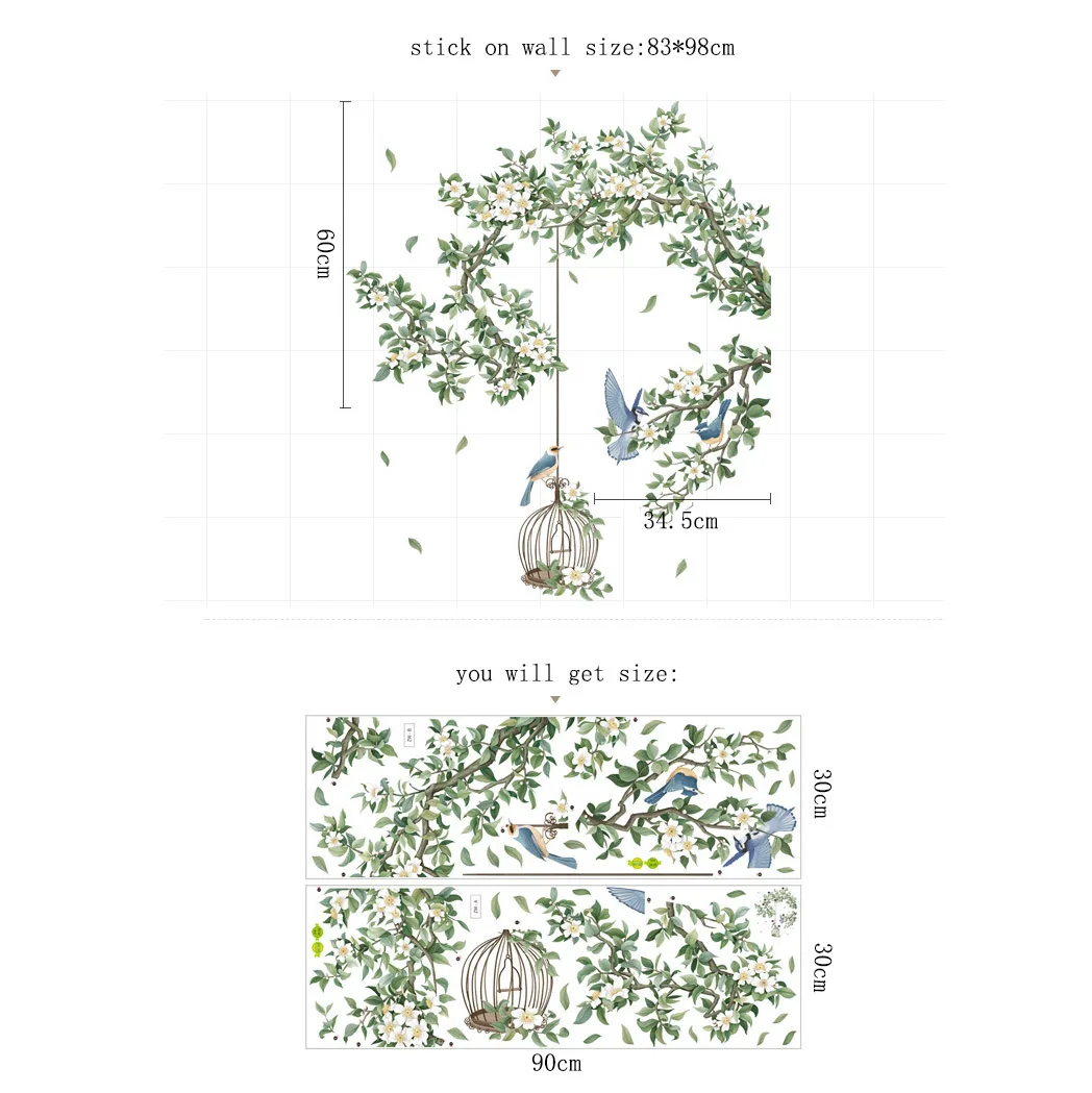 living room 3d green tree wall sticker home decoration removable bedroom wall art mural sticker view 4